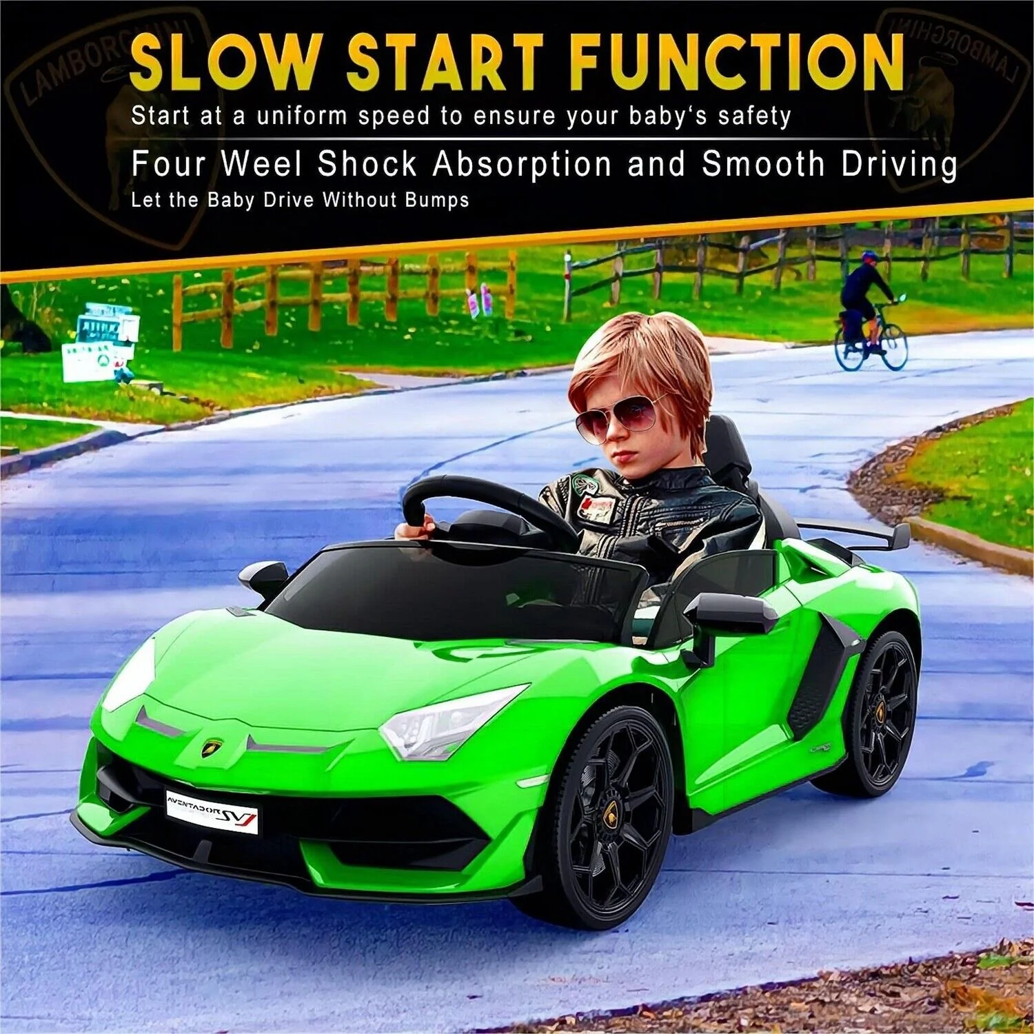 12V Electric Battery Powered Sports Car for Kids with Remote Control - Green - Image 4