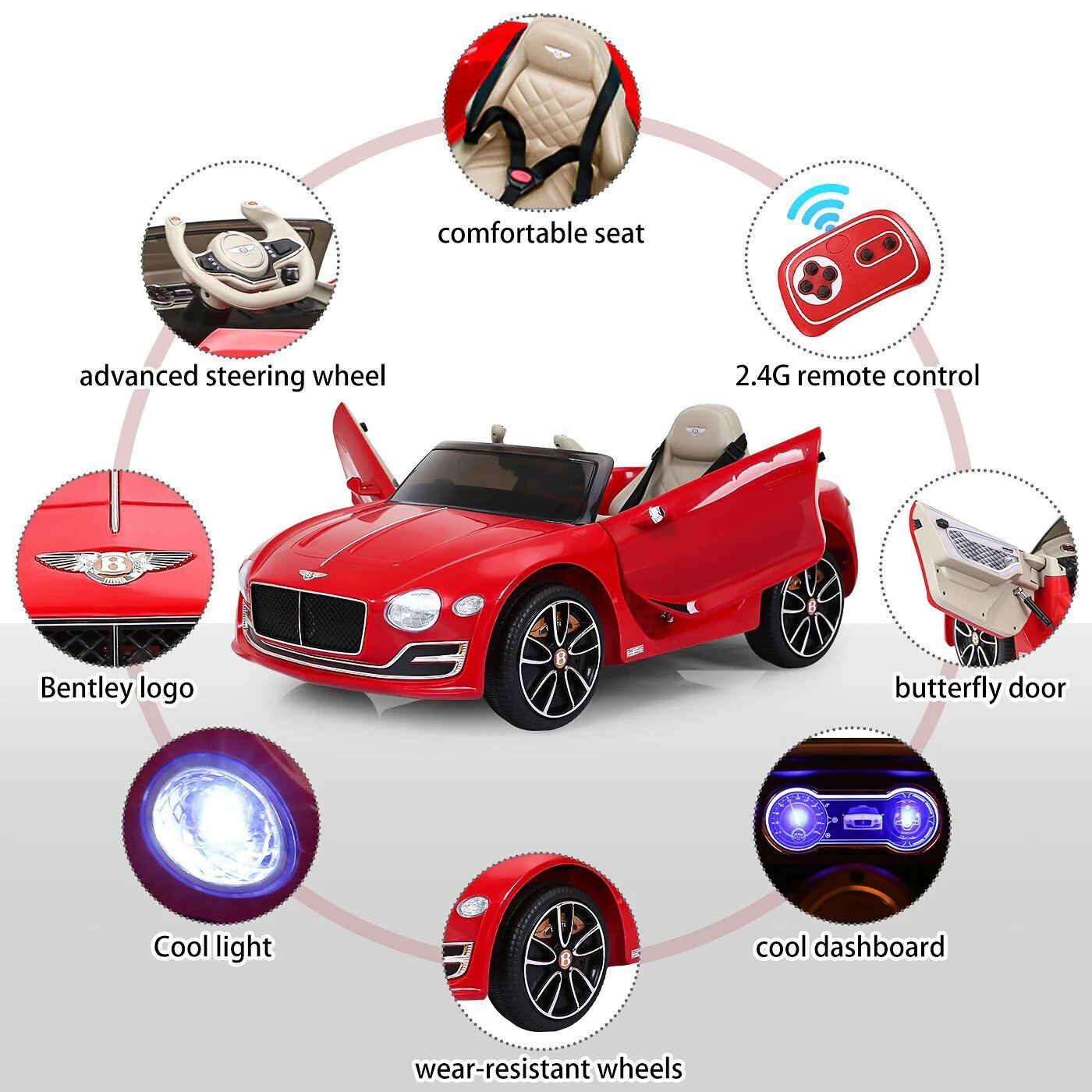 12V Electric Bentley Style Ride On Car for Kids with Remote Control and AUX - Image 15