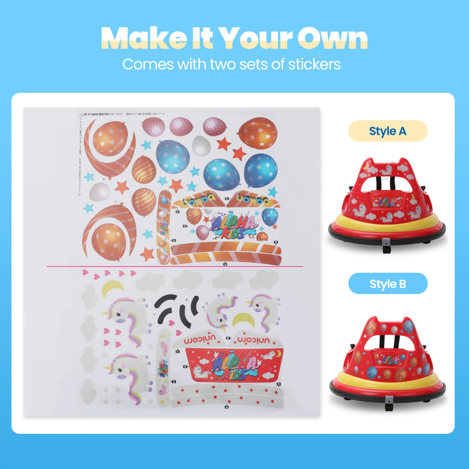 12V Electric Bumper Car for Kids Ages 1.5-6 with Remote Control and DIY Stickers - Image 7