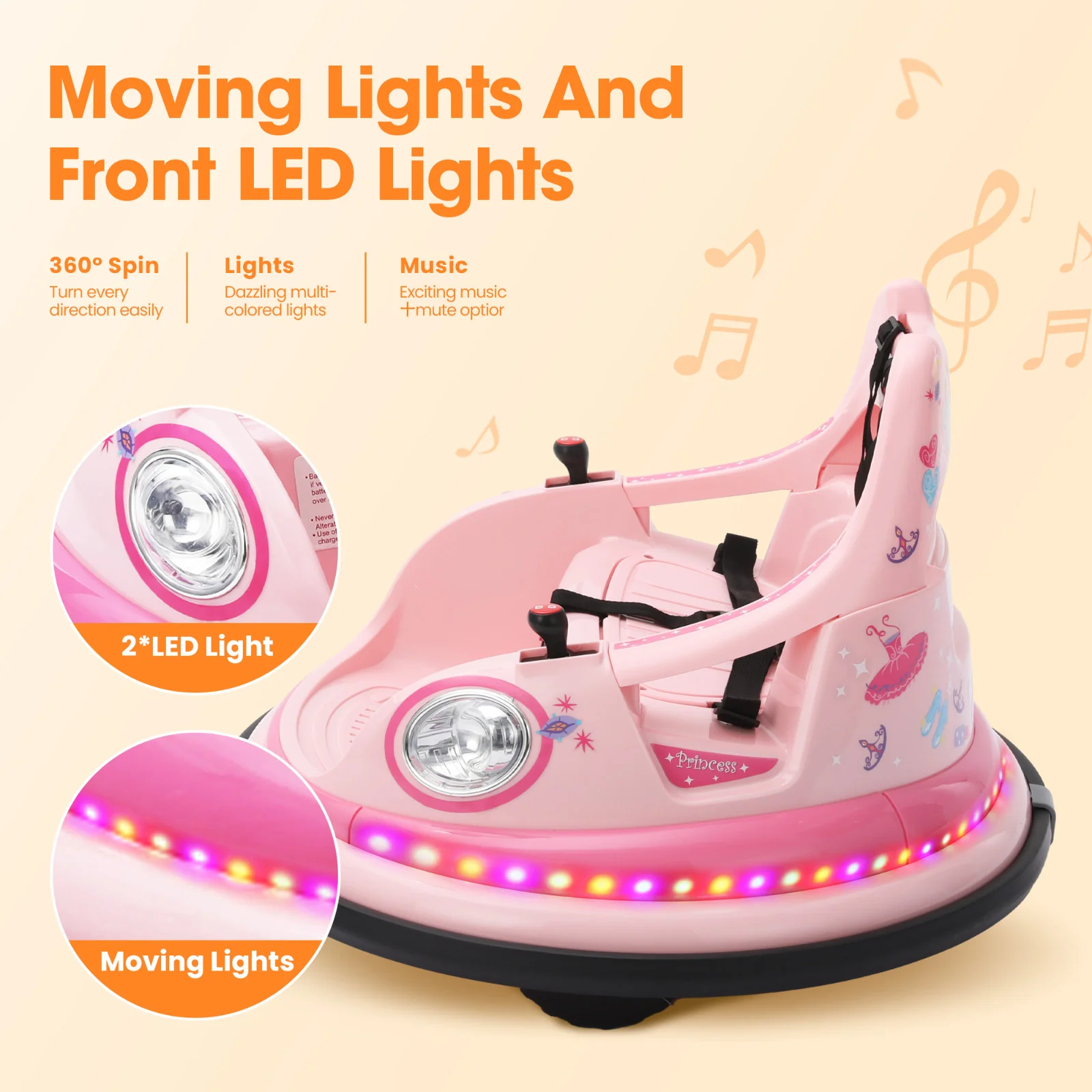 12V Electric Bumper Car with Remote Control and DIY Stickers for Kids Ages 1.5-6 Years - Image 3