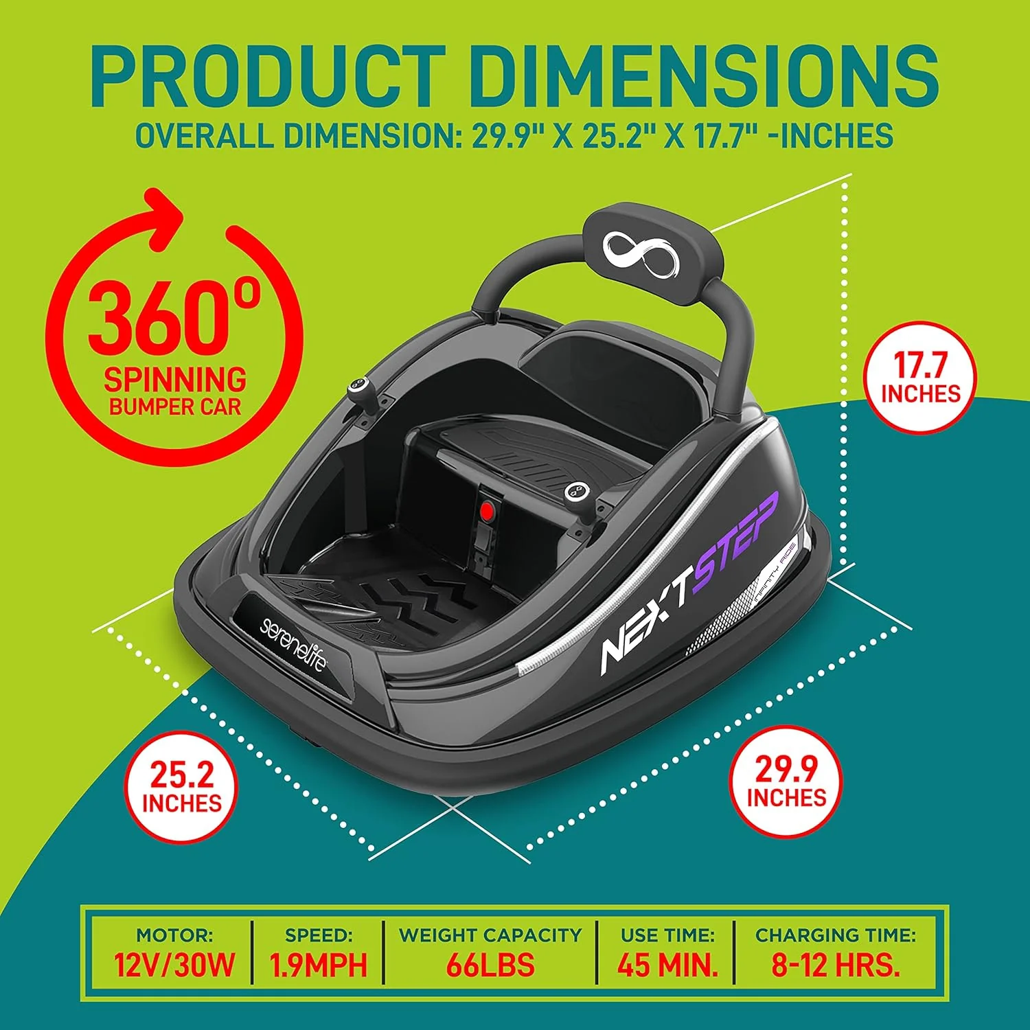 12V Electric Kids Bumper Car with Remote Control, 360° Spin, and LED Lights - Image 2