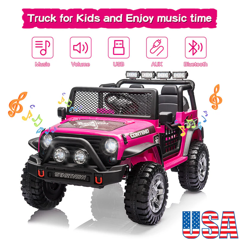 12V Electric Ride-On Jeep for Kids 2-Seater with Remote Control Pink Battery Powered Car Toy - Image 11