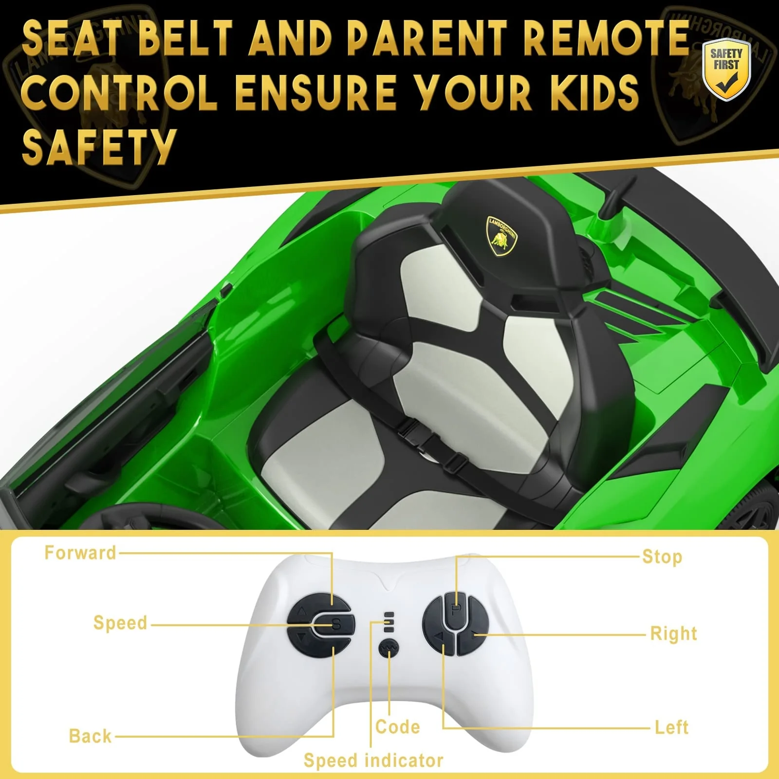 12V Licensed Lamborghini Electric Ride-On Car for Kids with 2 Speeds Battery Powered Toy - Image 22