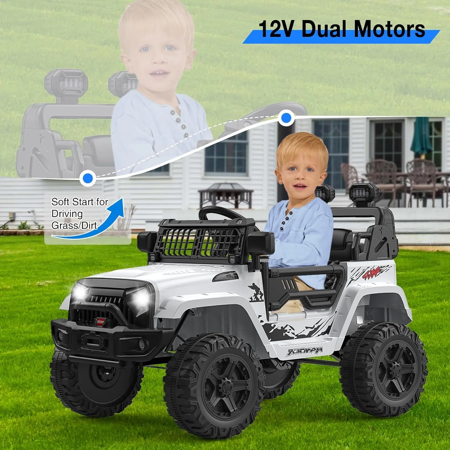 12V Battery-Powered Electric Ride-On Car Truck for Kids with LED Lights - Image 3