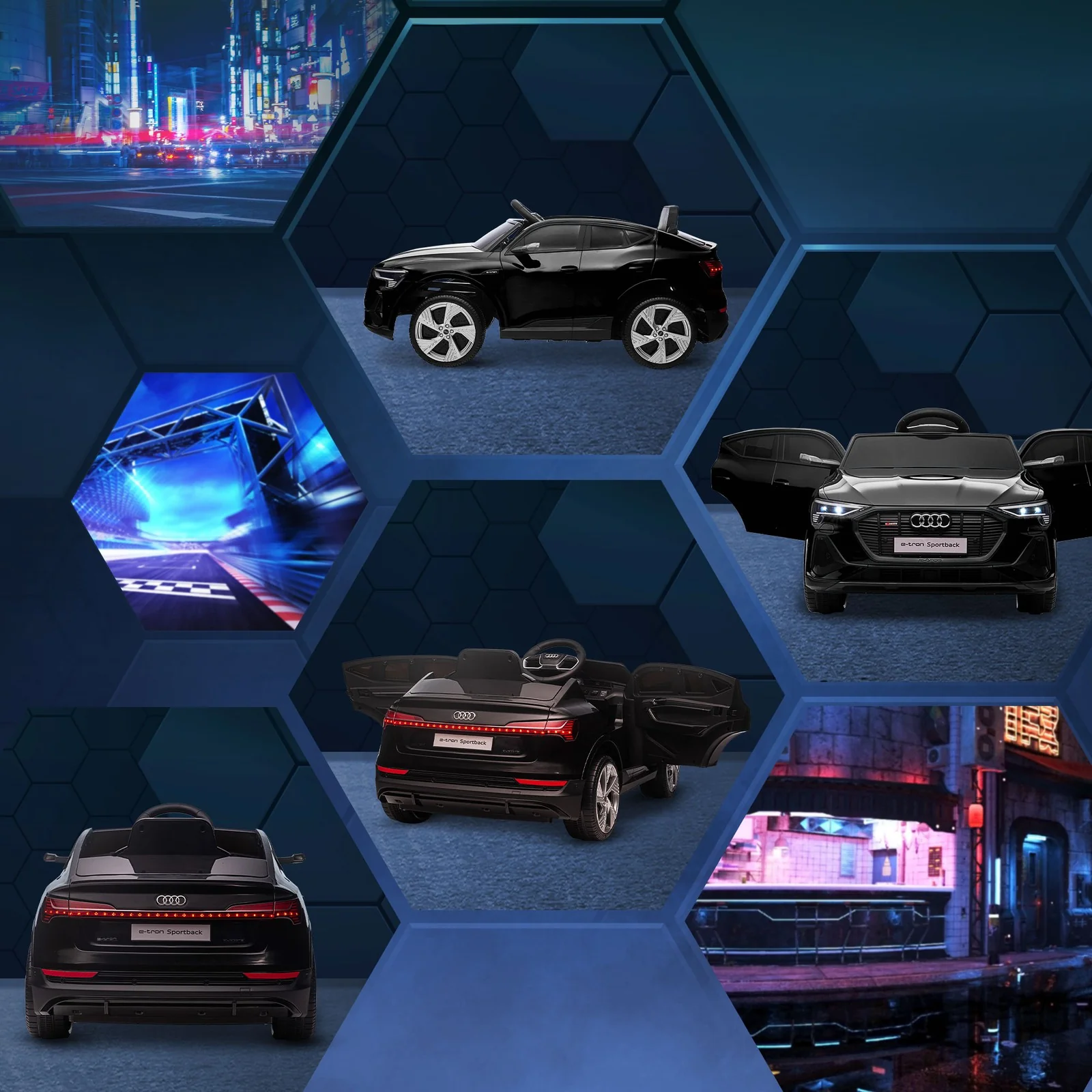12V Electric Ride-On Car for Kids with Remote Control, Safety Belt, and LED Lights in Black - Image 10