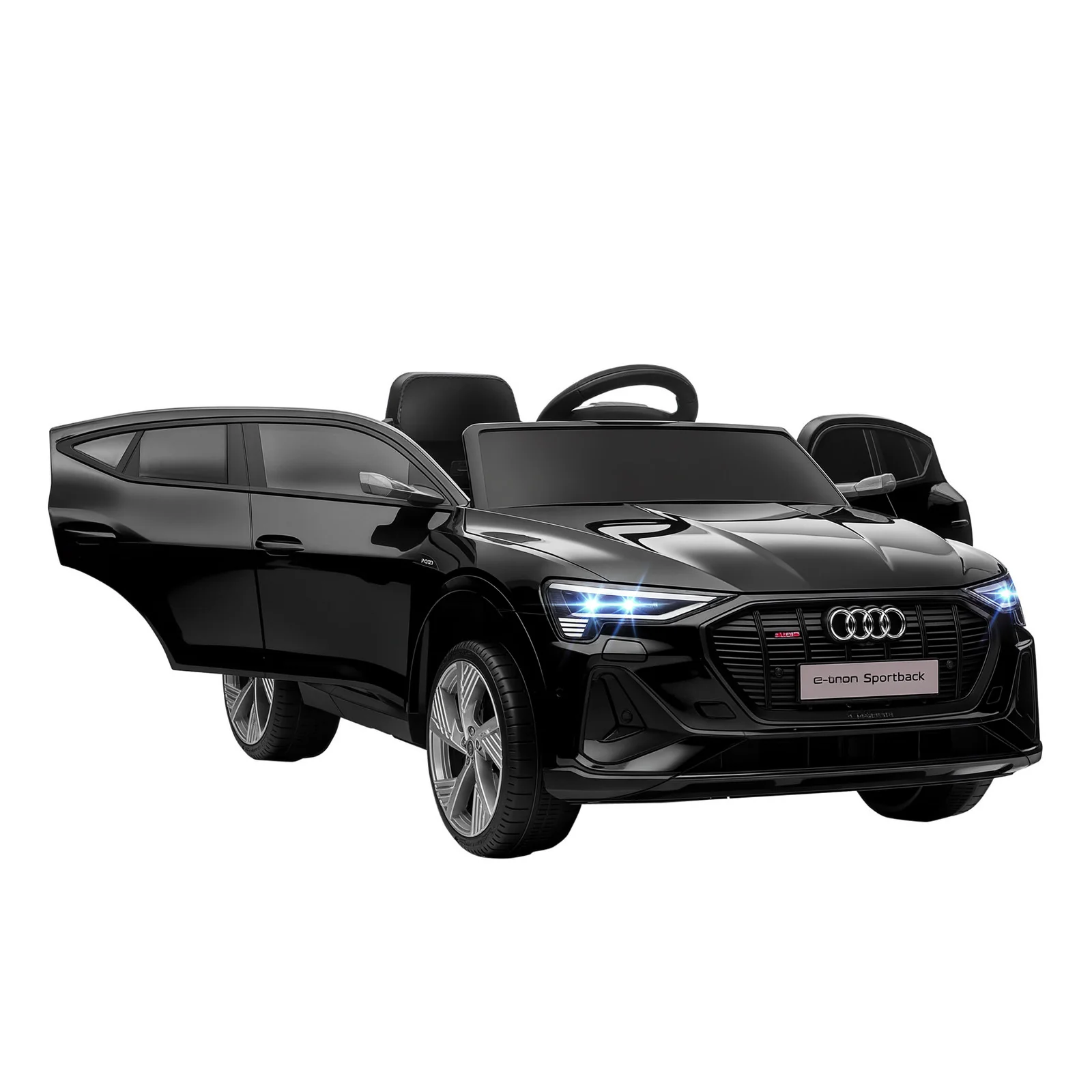 12V Electric Ride-On Car for Kids with Remote Control, Safety Belt, and LED Lights in Black - Image 12