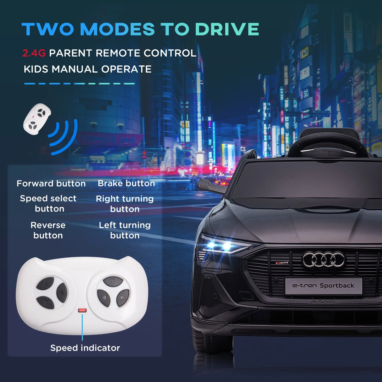 12V Electric Ride-On Car for Kids with Remote Control, Safety Belt, and LED Lights in Black - Image 8