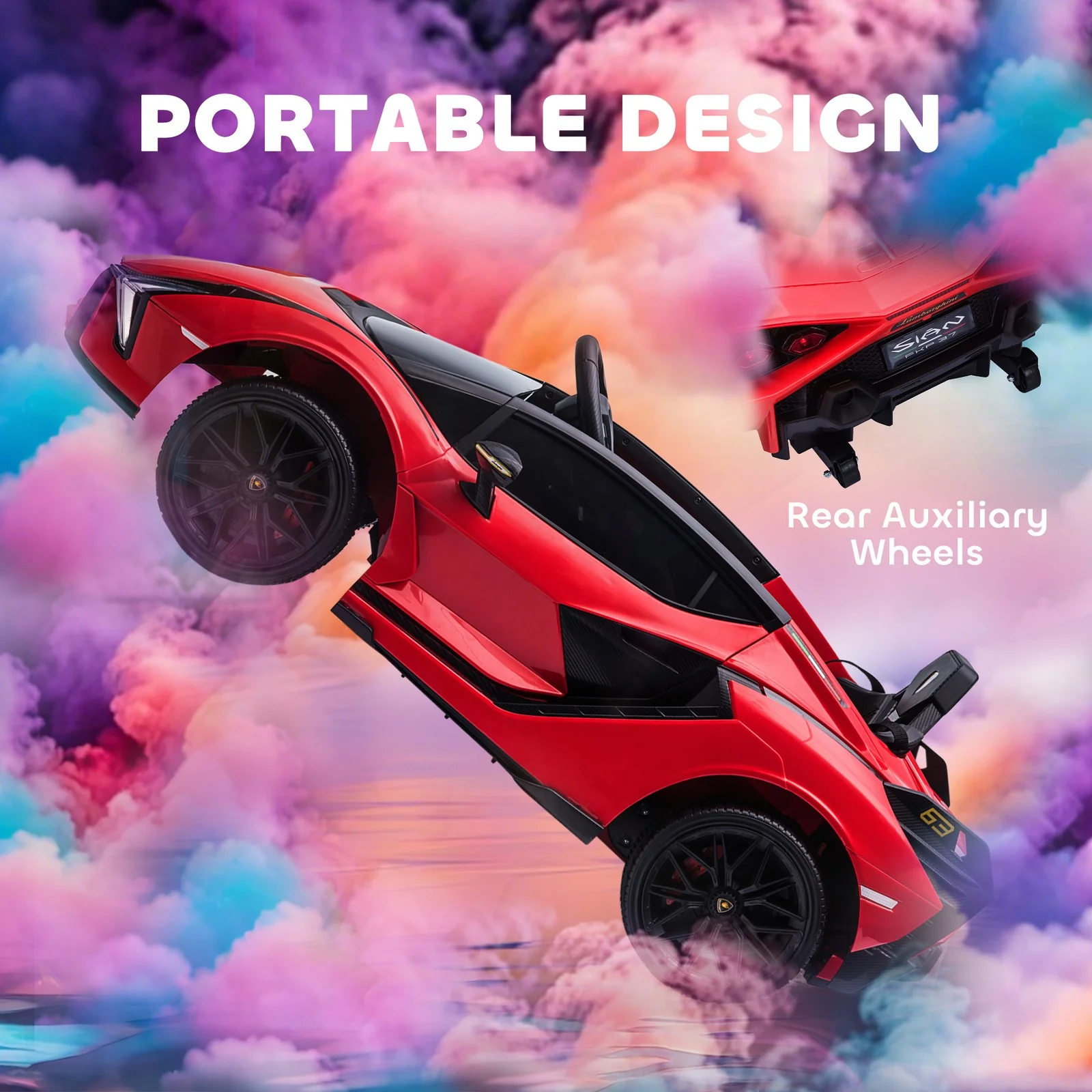 Red 12V Kids' Electric Car with Remote, Horn, Music, and Headlights - Image 6