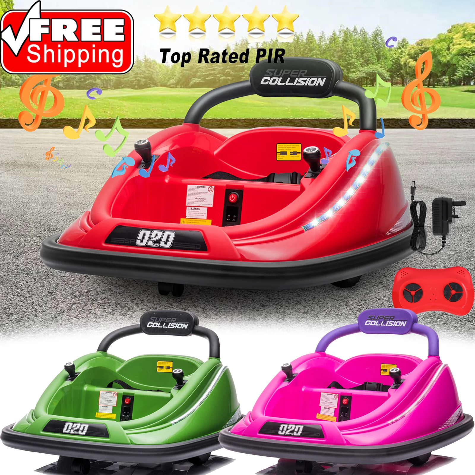 12V Electric Kids Ride-On Car with Bumper and 360° Spin Vehicle, Parent Remote Control - Image 3