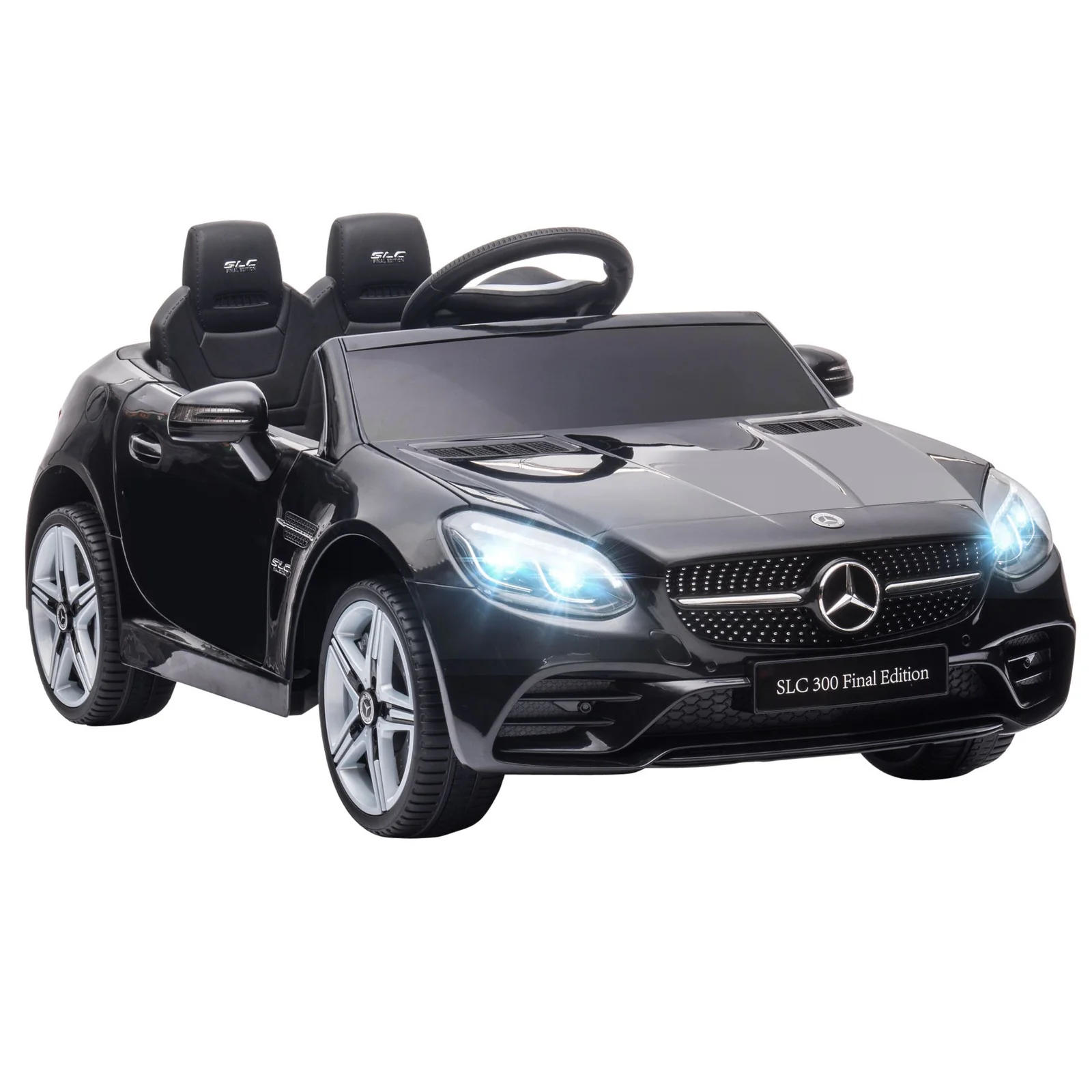 12V Electric Ride-On Car for Kids with Parental Remote Control, Dual Motors, Music, and Lights in Black