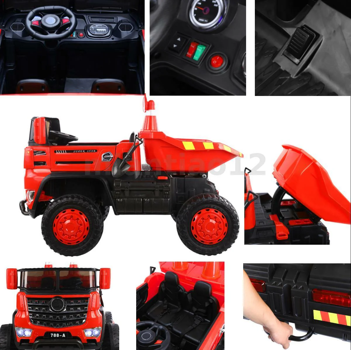 12V Electric Construction Toy - Dump Truck with Moving Bed and Shovel - Image 3