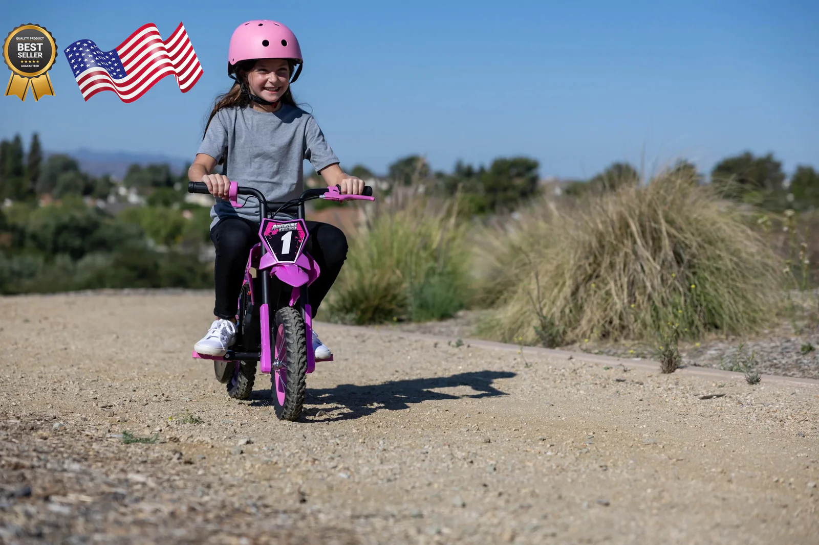 12V Electric Battery-Powered Pink Dirt Bike for Kids Ages 5 and Up - Image 3