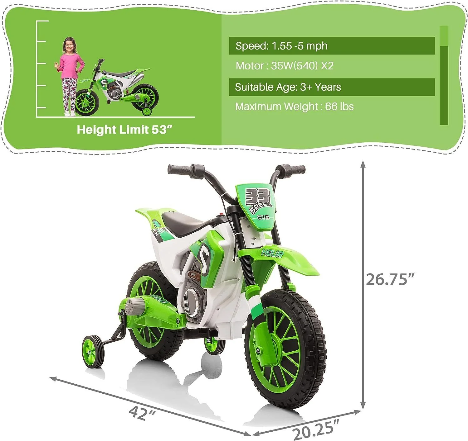 12V Electric Dirt Bike Ride-On Toy for Kids - Battery Powered Motorbike - Image 4