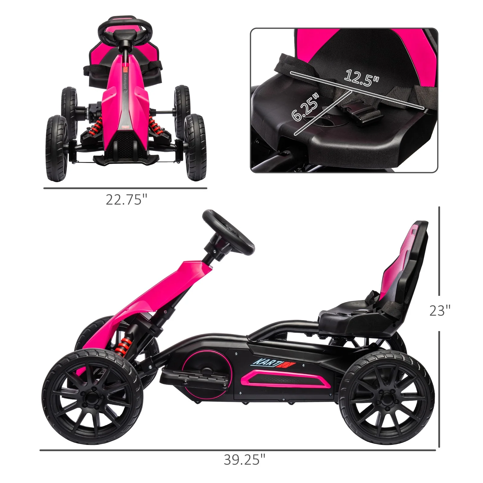 12V Electric Pink Kids Go-Kart with Adjustable Speed - Image 2
