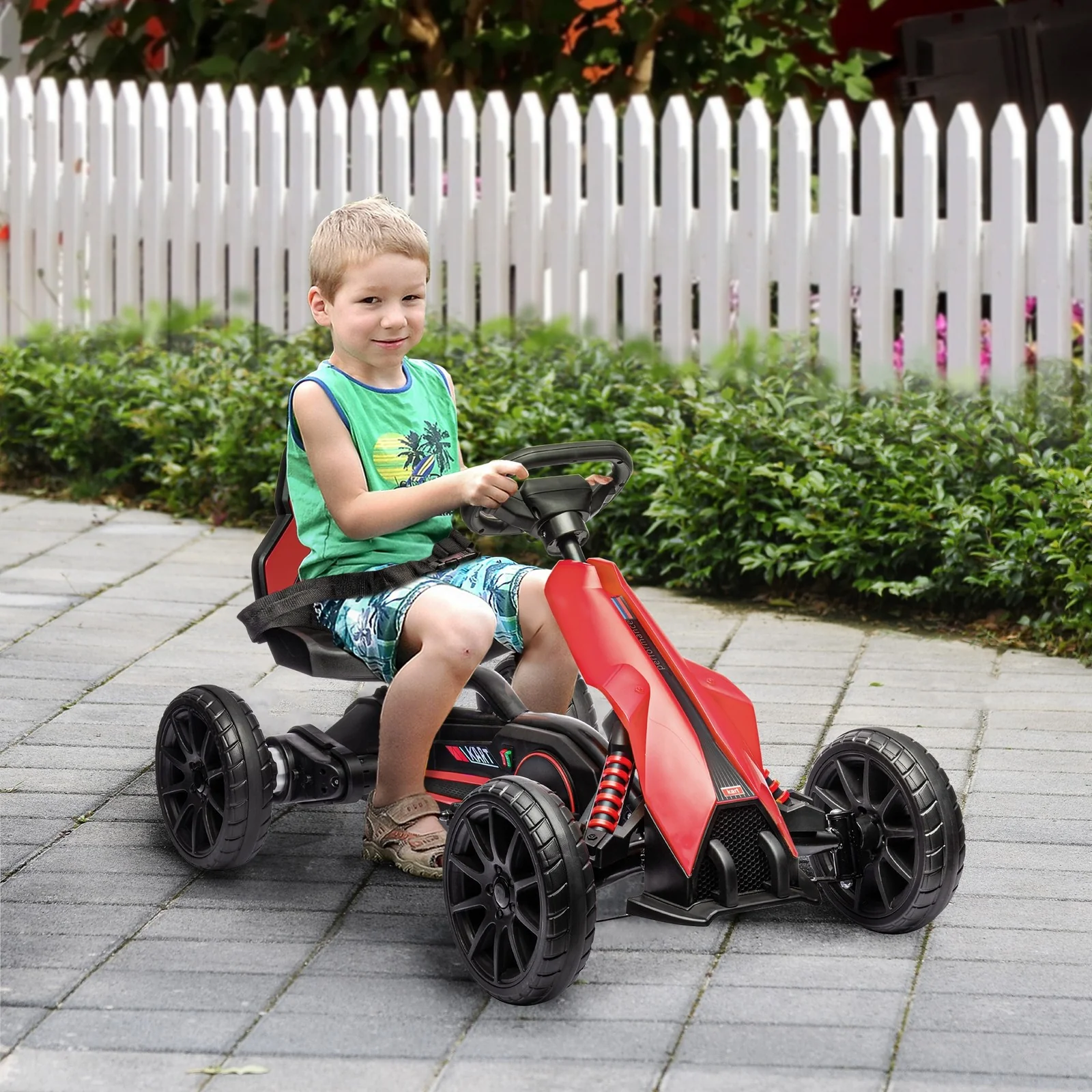 12V Electric Go-Kart for Kids with Adjustable Speed in Red