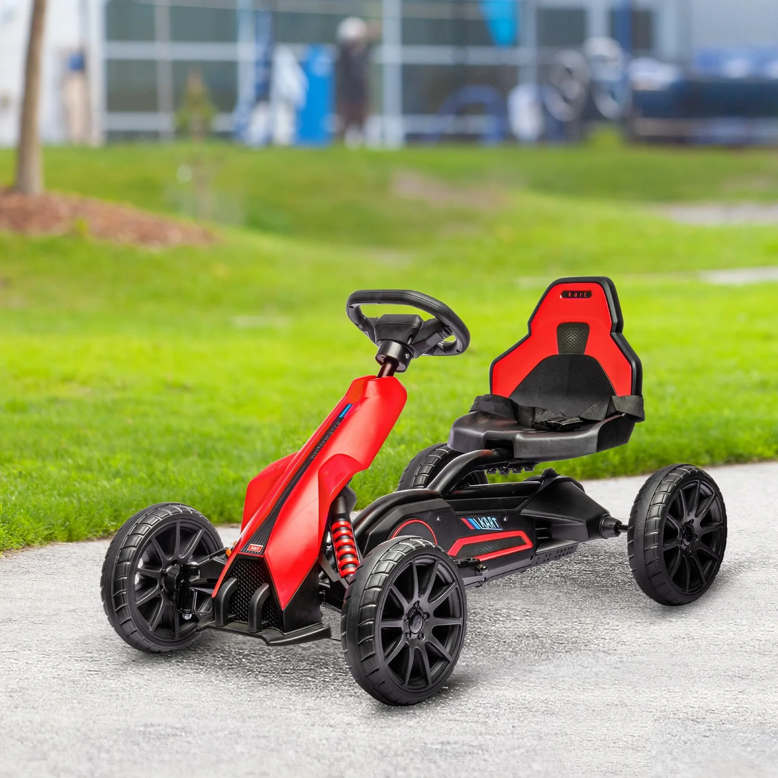 12V Electric Kids Go-Kart with Adjustable Speed, Red - Image 9