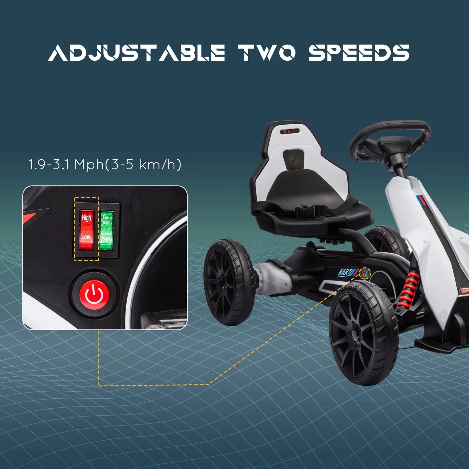 12V Electric Ride-On Go-Kart for Kids Ages 3-8, Boys and Girls, 3.1 MPH Speed - Image 5