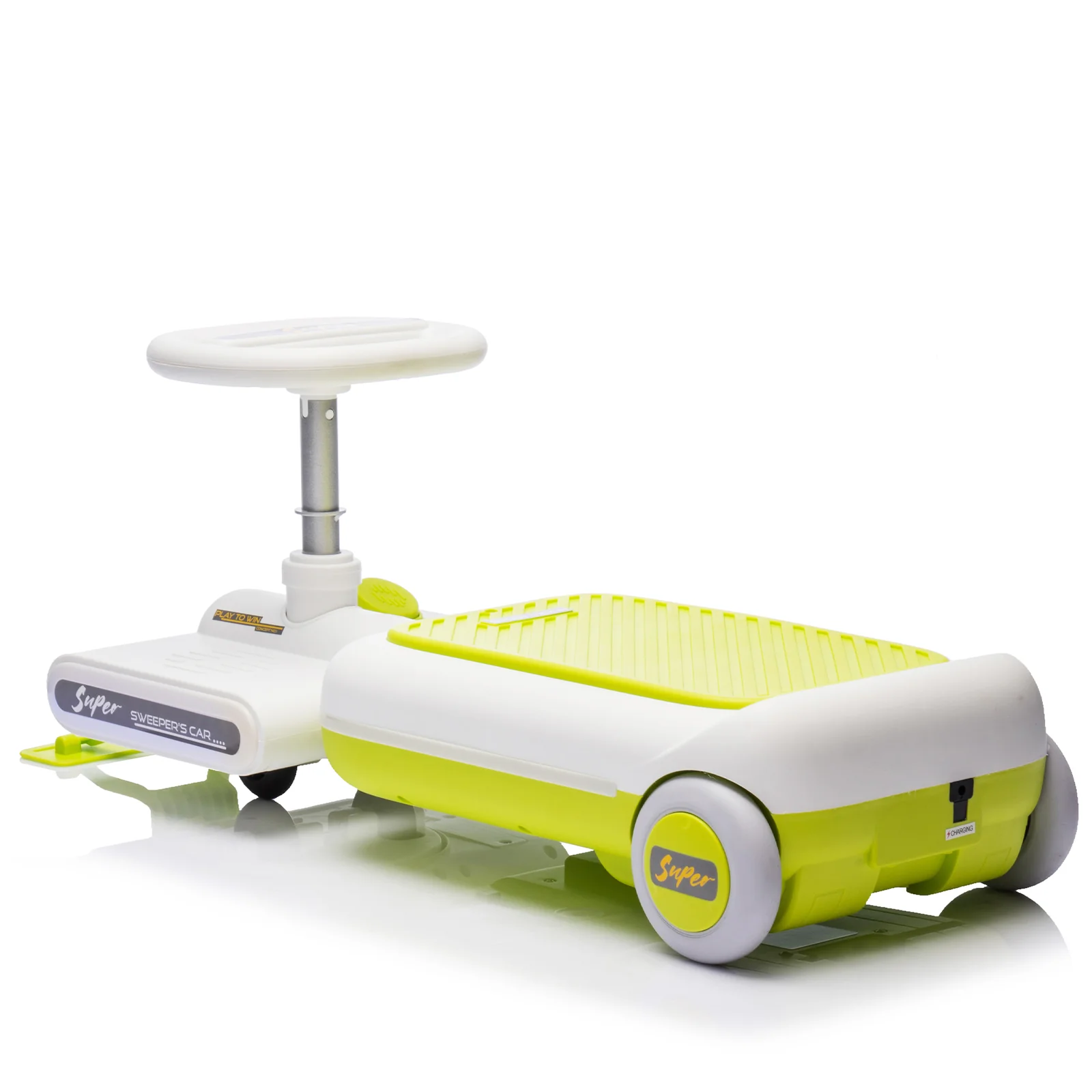 12V Electric Kids Ride-On Go Kart with LED Lights, Music, and Cleaning Mop – Green - Image 5