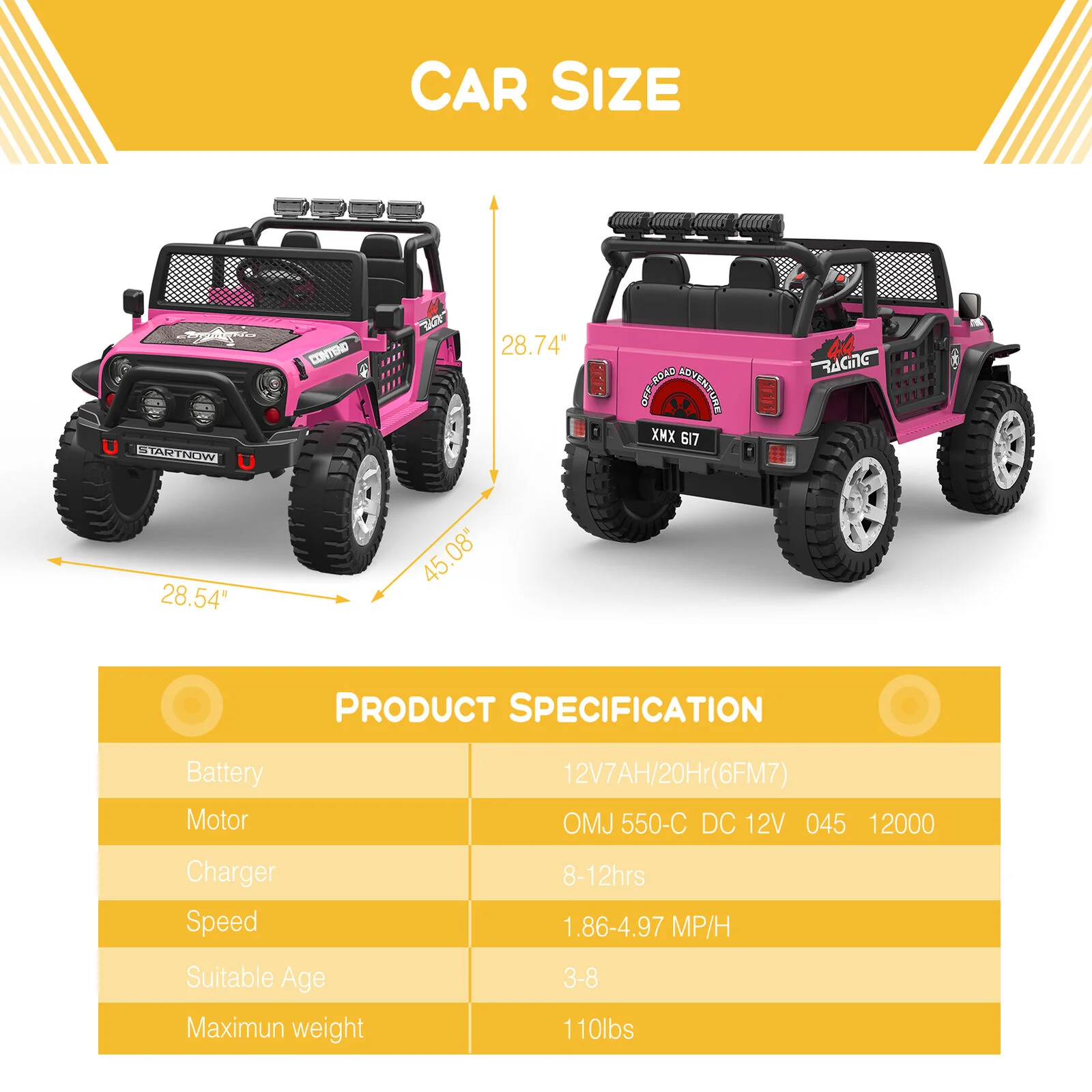 12V Electric Jeep Toy Car for Kids with LED Lights, MP3 Player, and Remote Control - Perfect Gift for Boys and Girls - Image 11