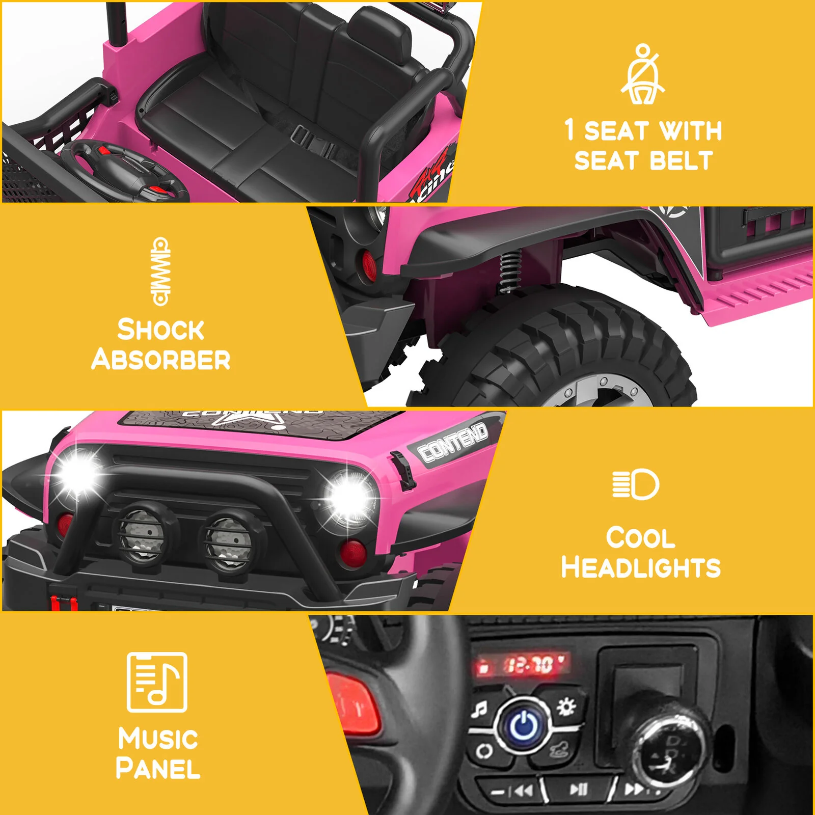 12V Electric Jeep Toy Car for Kids with LED Lights, MP3 Player, and Remote Control - Perfect Gift for Boys and Girls - Image 13