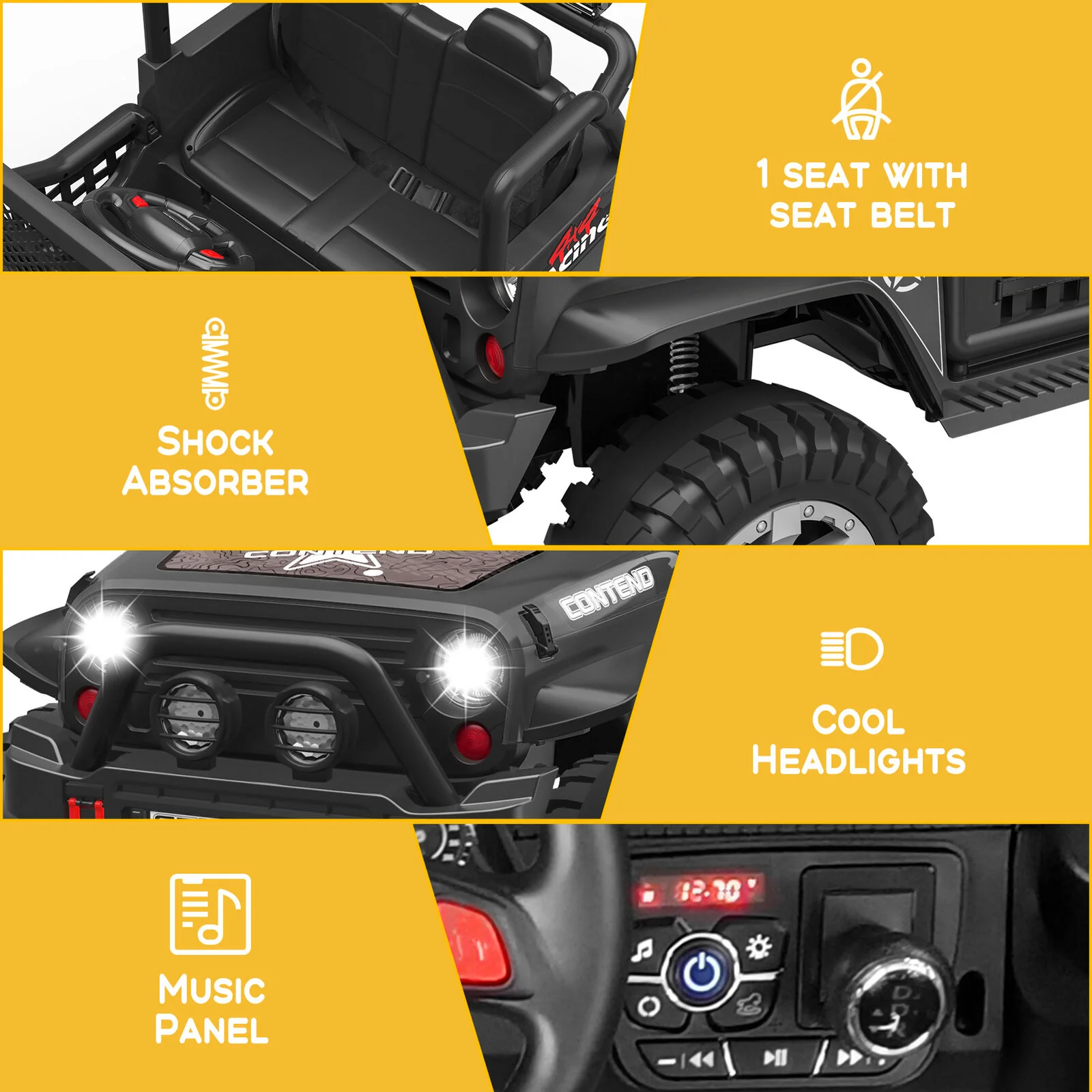 12V Electric Jeep Toy Car for Kids with LED Lights, MP3 Player, and Remote Control - Perfect Gift for Boys and Girls - Image 19