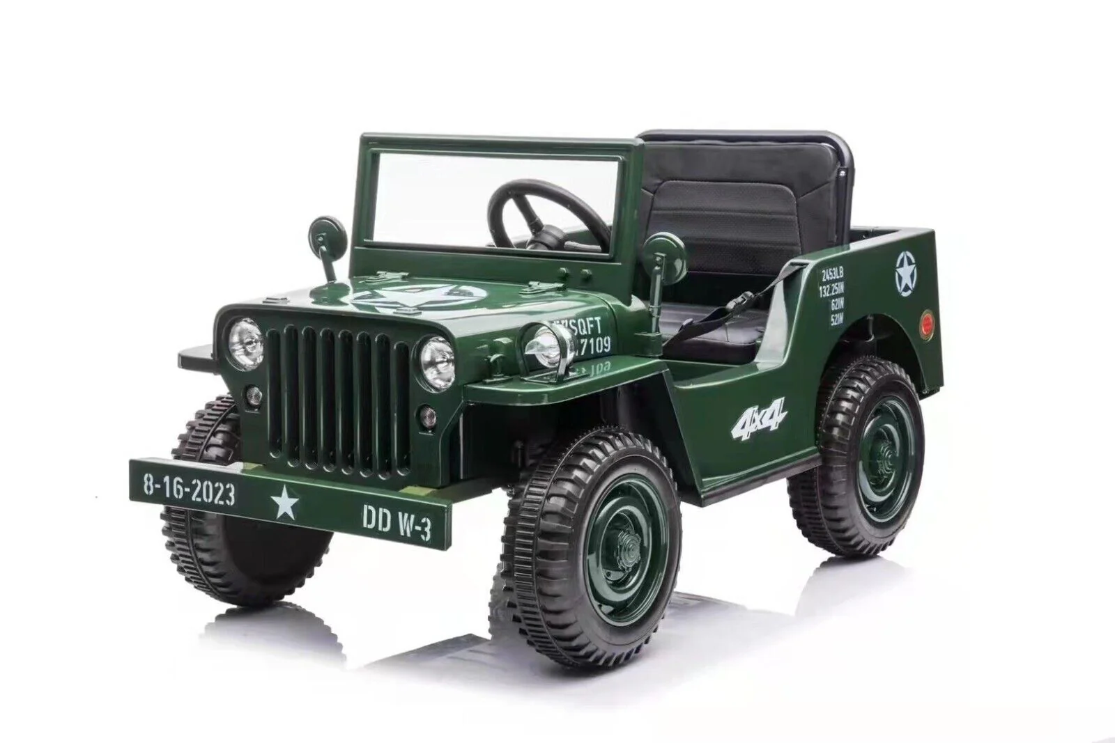 12V Electric Jeep with Bluetooth MP3, Rubber EVA Tires, and Remote Control in Tan, Black, and Green - Image 7