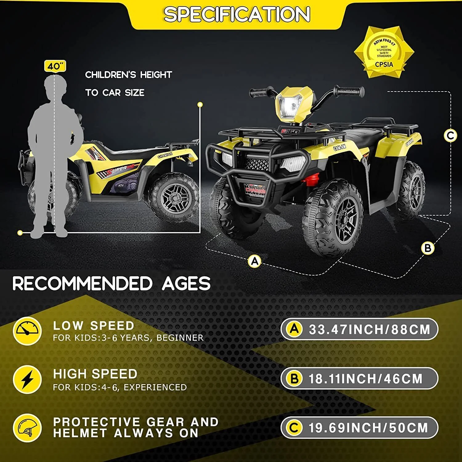12V Electric Kids ATV Quad Car - Black, Suitable for Ages 3-6 Years - Image 50