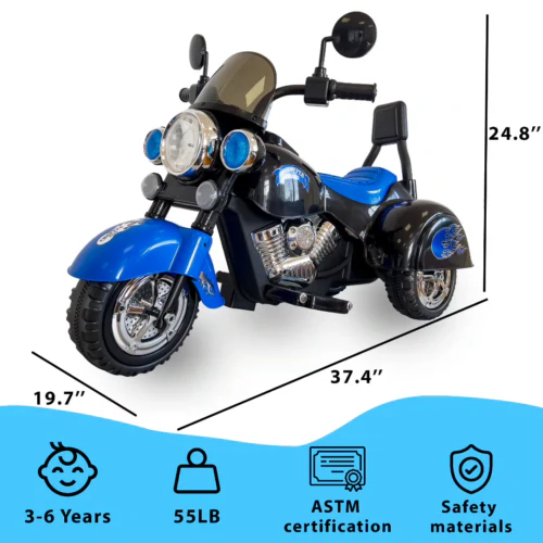 12V Electric Kids Dirt Bike with Training Wheels - Blue Motorbike for Young Riders - Image 3
