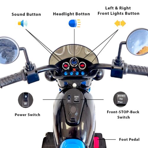 12V Electric Kids Dirt Bike with Training Wheels - Blue Motorbike for Young Riders - Image 6