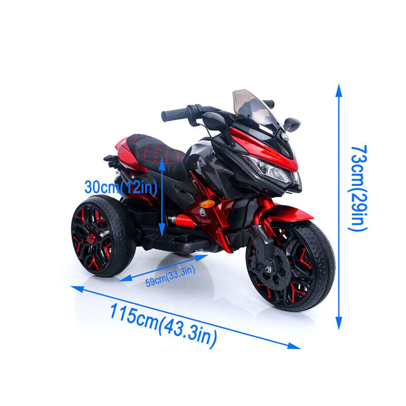12V Electric Kids 3-Wheel Ride-On Motorcycle with Hand-Control and Lighting Wheels - Image 2