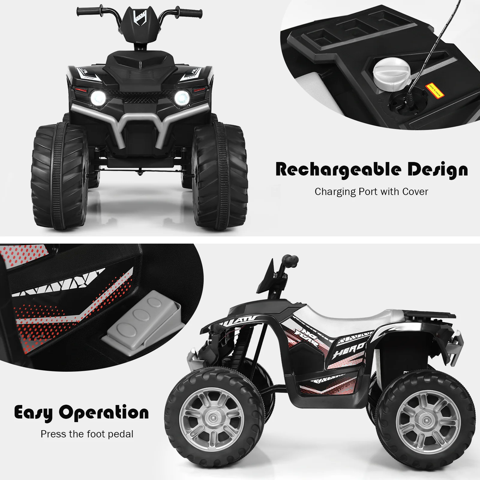 12V Electric Kids Quad ATV Ride On Car with LED Lights - The Perfect Ride for Your Little One! - Image 13