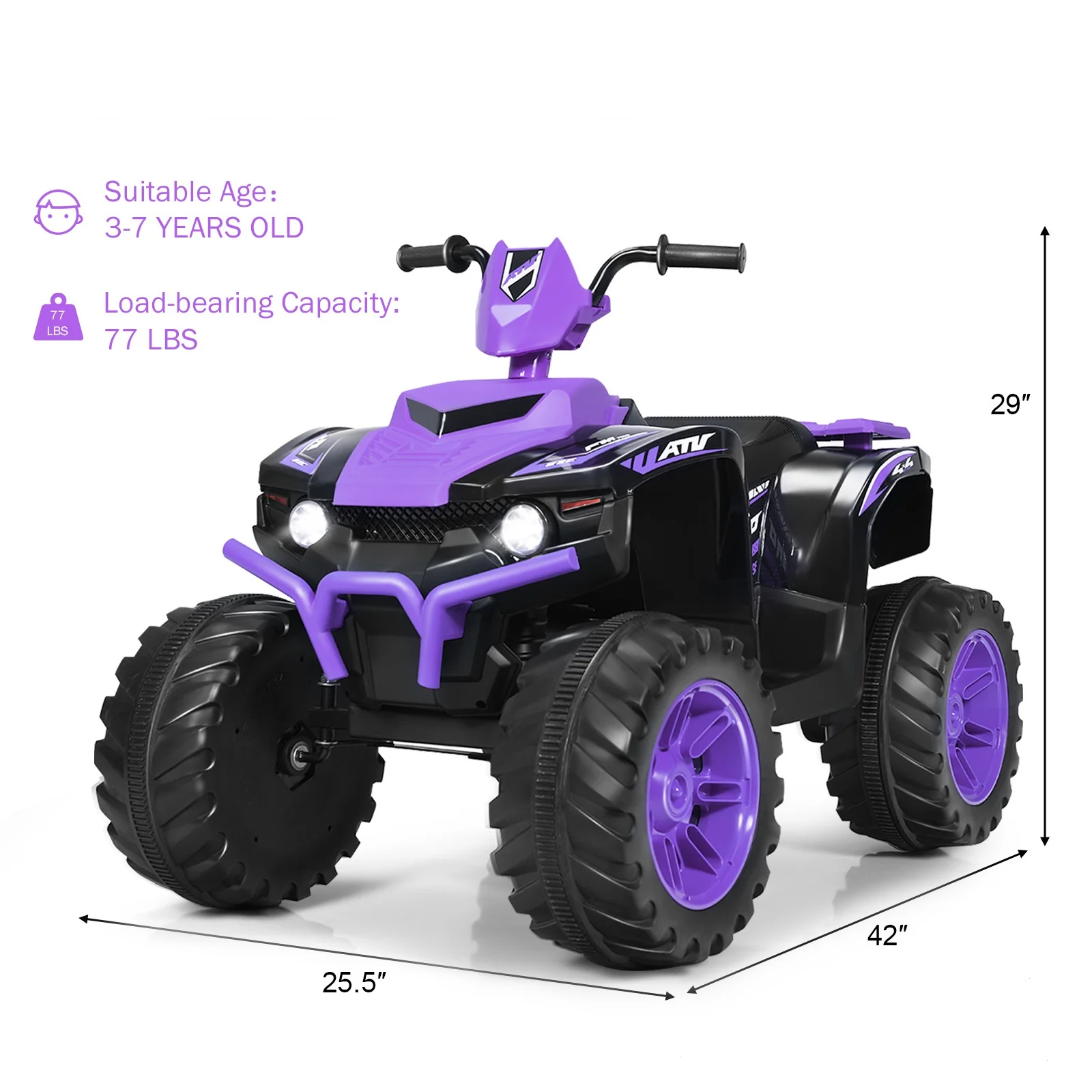 12V Electric Kids Quad ATV Ride On Car with LED Lights - The Perfect Ride for Your Little One! - Image 34