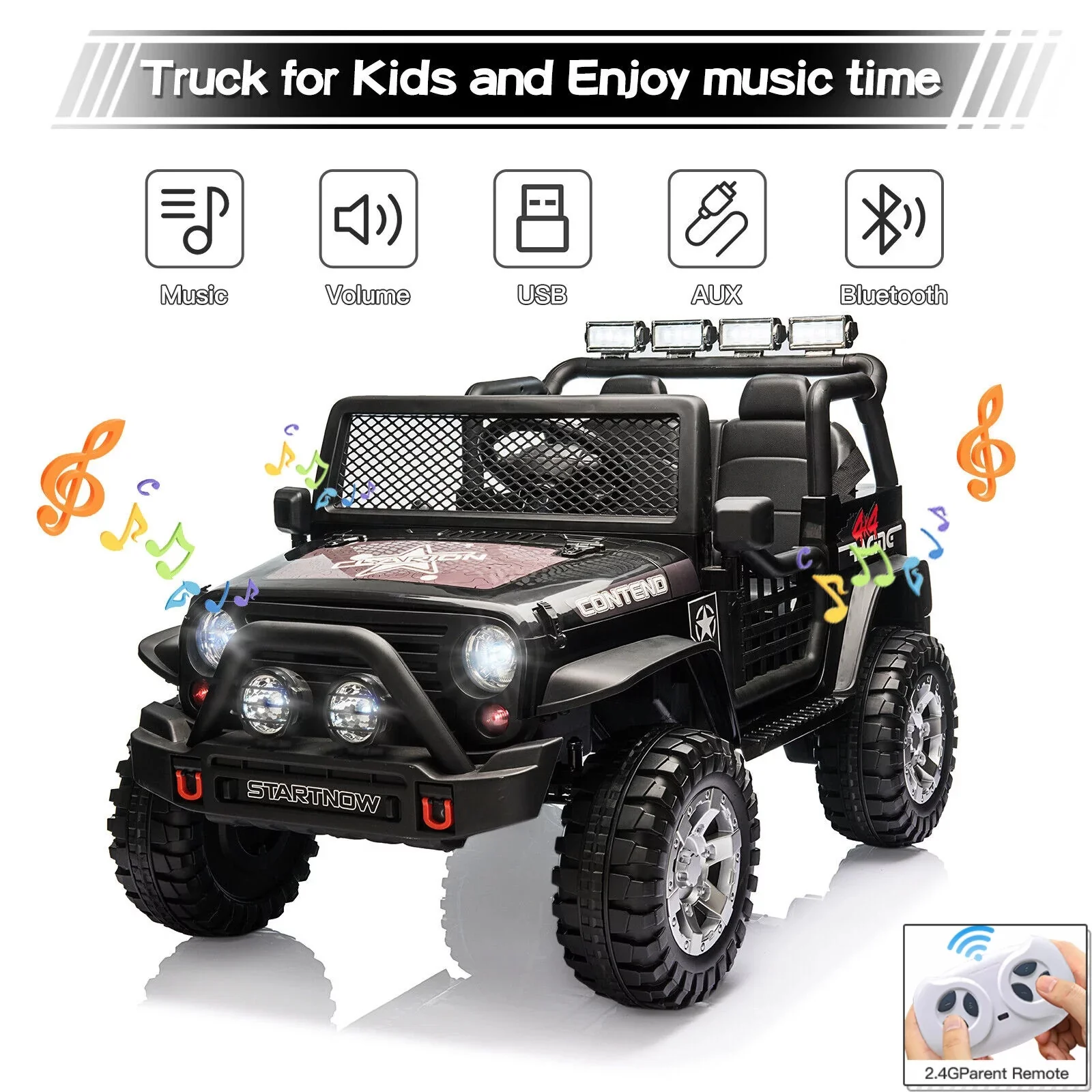 12V Electric Kids 2-Seater Off-Road Jeep Ride-On Truck Vehicle Toy with Remote - Image 13