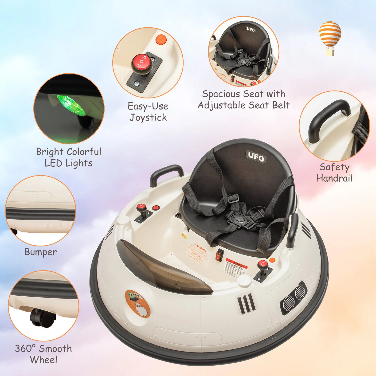 12V Electric Ride-On Bumper Car for Toddlers with Remote Control - Image 6