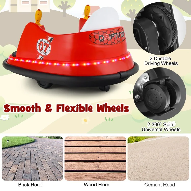12V Electric Ride-On Bumper Car for Toddlers with Flashing Lights - Image 7