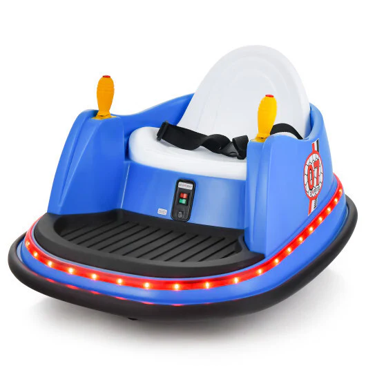 Blue 12V Electric Bumper Car for Toddlers with Flashing Lights