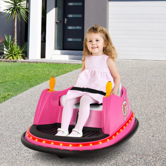 12V Pink Electric Bumper Car for Toddlers with Flashing Lights - Image 2