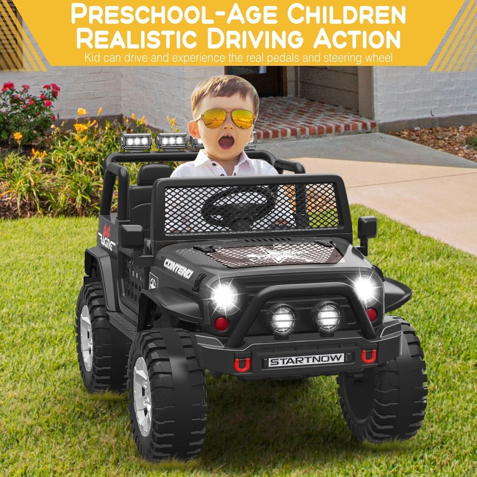 12V Electric Kids 2-Seater Ride-On Jeep Truck Toy with Bluetooth and Remote Control - Image 18