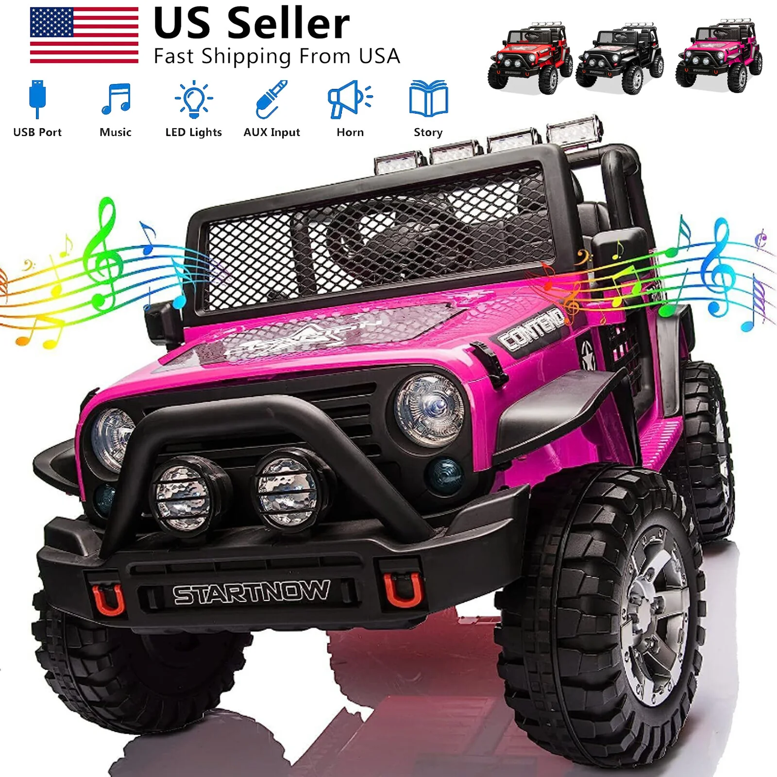 12V Electric Kids Ride-On 2-Seater Jeep Truck with MP3 and Remote Control - Image 2