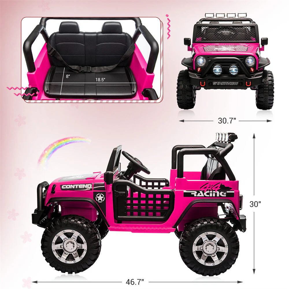 12V Electric 2-Seater Kids Ride-On Jeep Truck with Remote Control Toy Car - Image 9