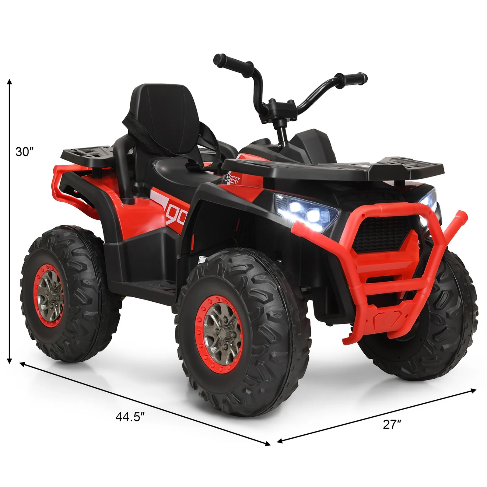12V Electric Kids Ride-On Red ATV 4-Wheeler Quad with LED Lights - Image 2