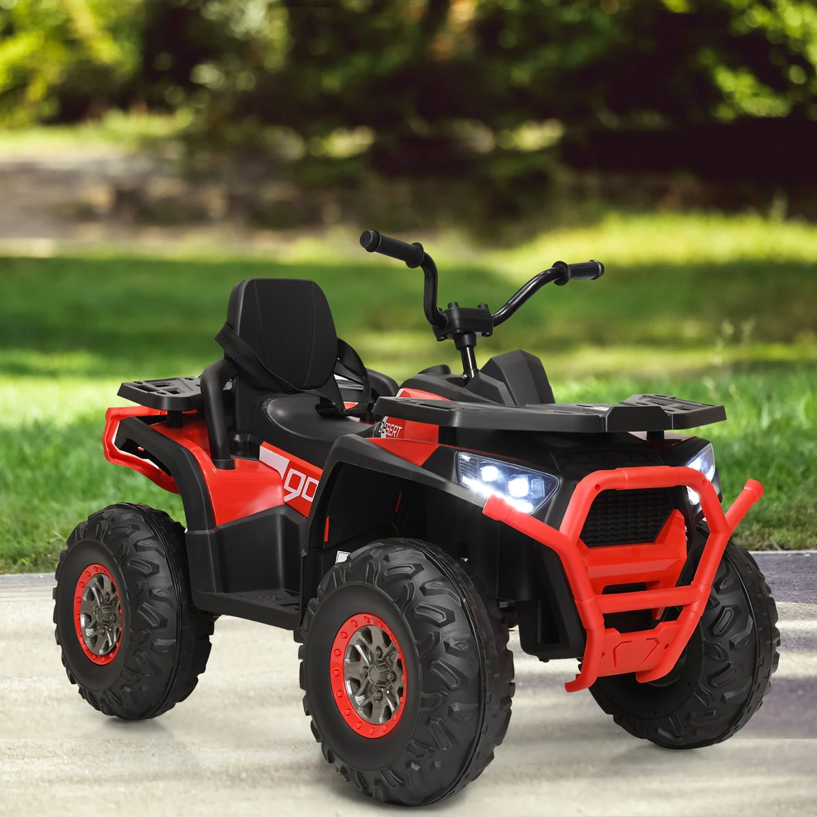 12V Electric Kids Ride-On Red ATV 4-Wheeler Quad with LED Lights - Image 3