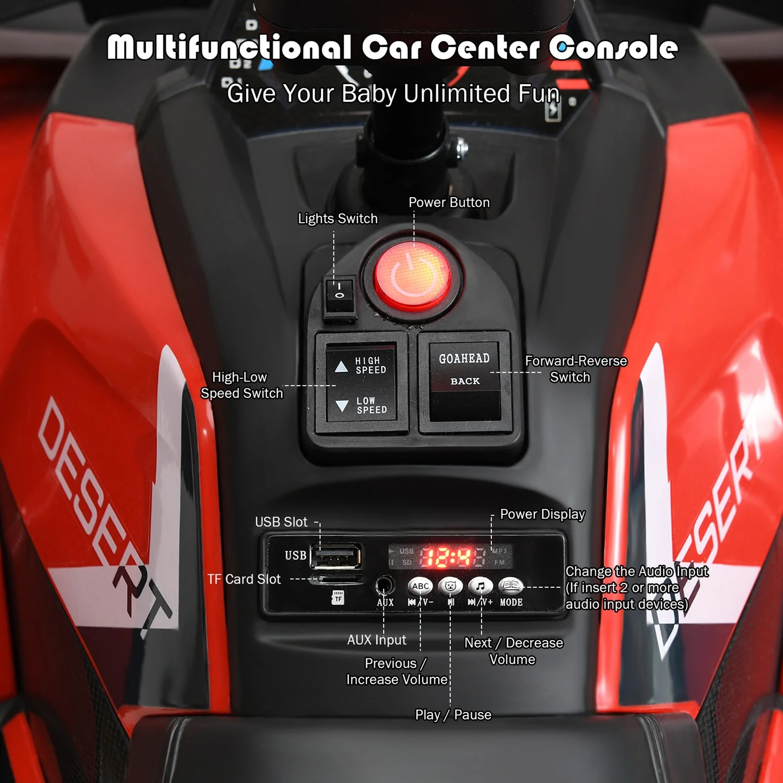 12V Electric Kids Ride-On Red ATV 4-Wheeler Quad with LED Lights - Image 7