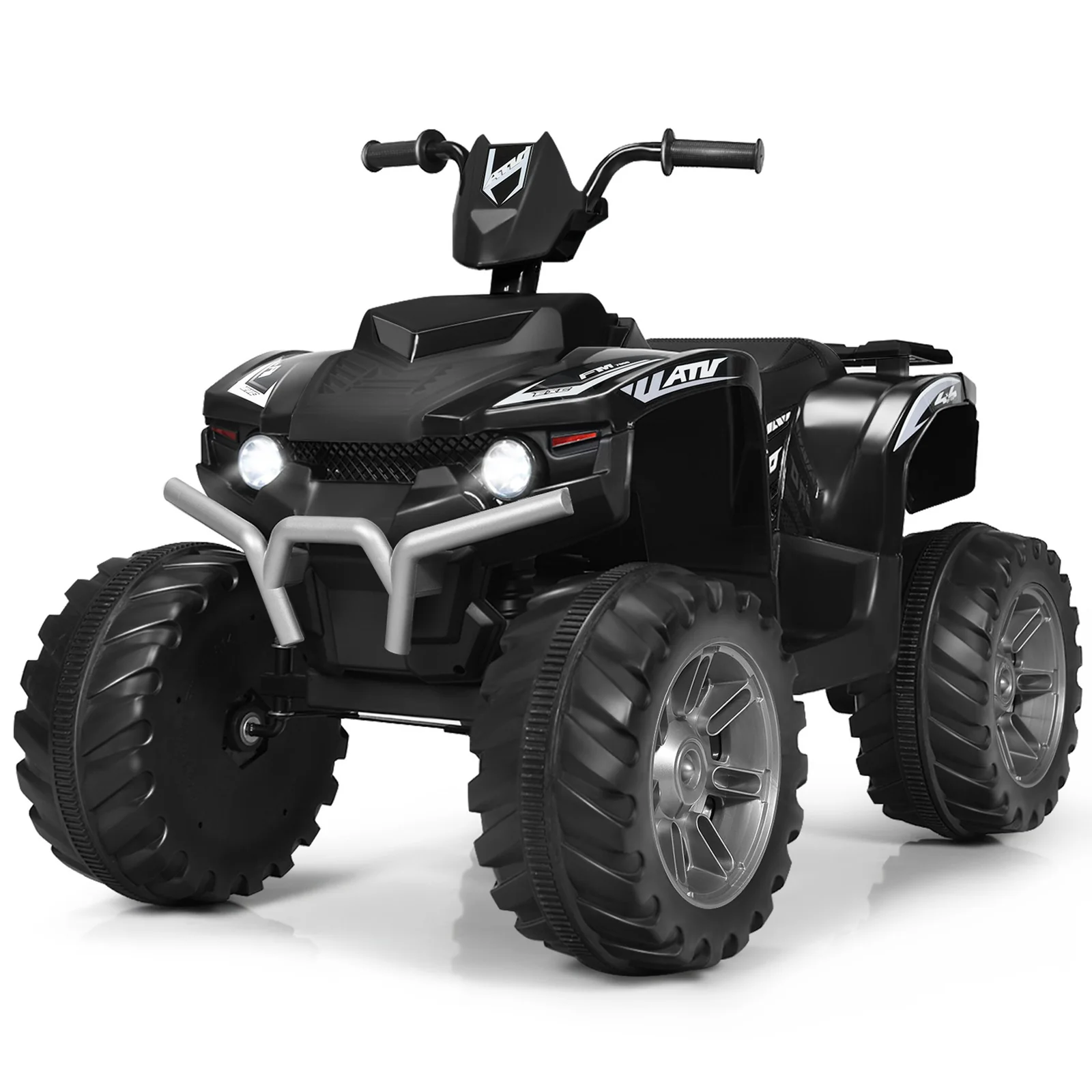 12V Electric Kids Ride-On ATV 4-Wheeler Quad with Music and LED Lights Black - Image 10