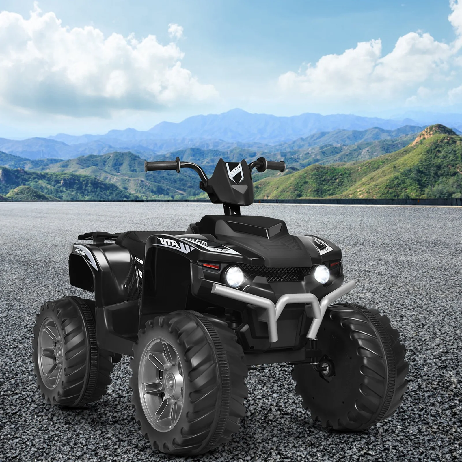 12V Electric Kids Ride-On ATV 4-Wheeler Quad with Music and LED Lights Black - Image 3