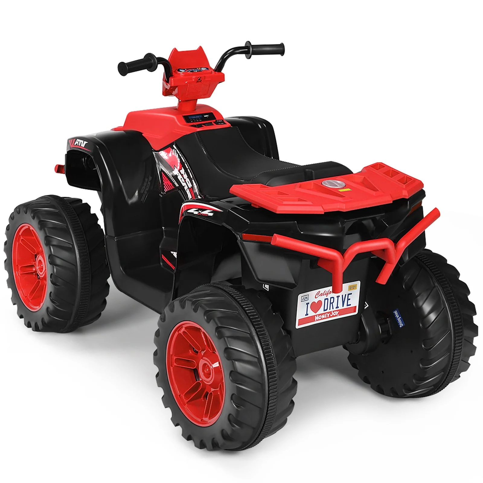 12V Electric Kids Ride-On 4 Wheeler ATV Quad with Music and LED Lights Red - Image 6
