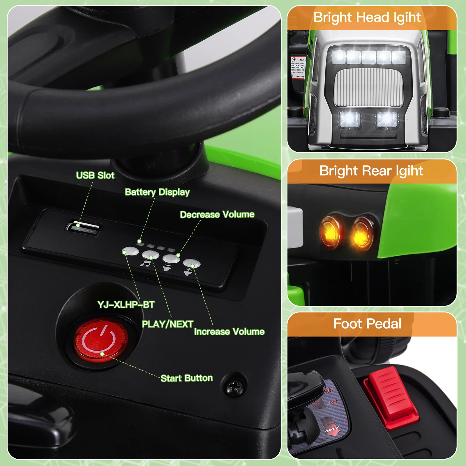 12V Electric Ride-On Kids Tractor Car with Battery Power and Trailer Toy - Image 5