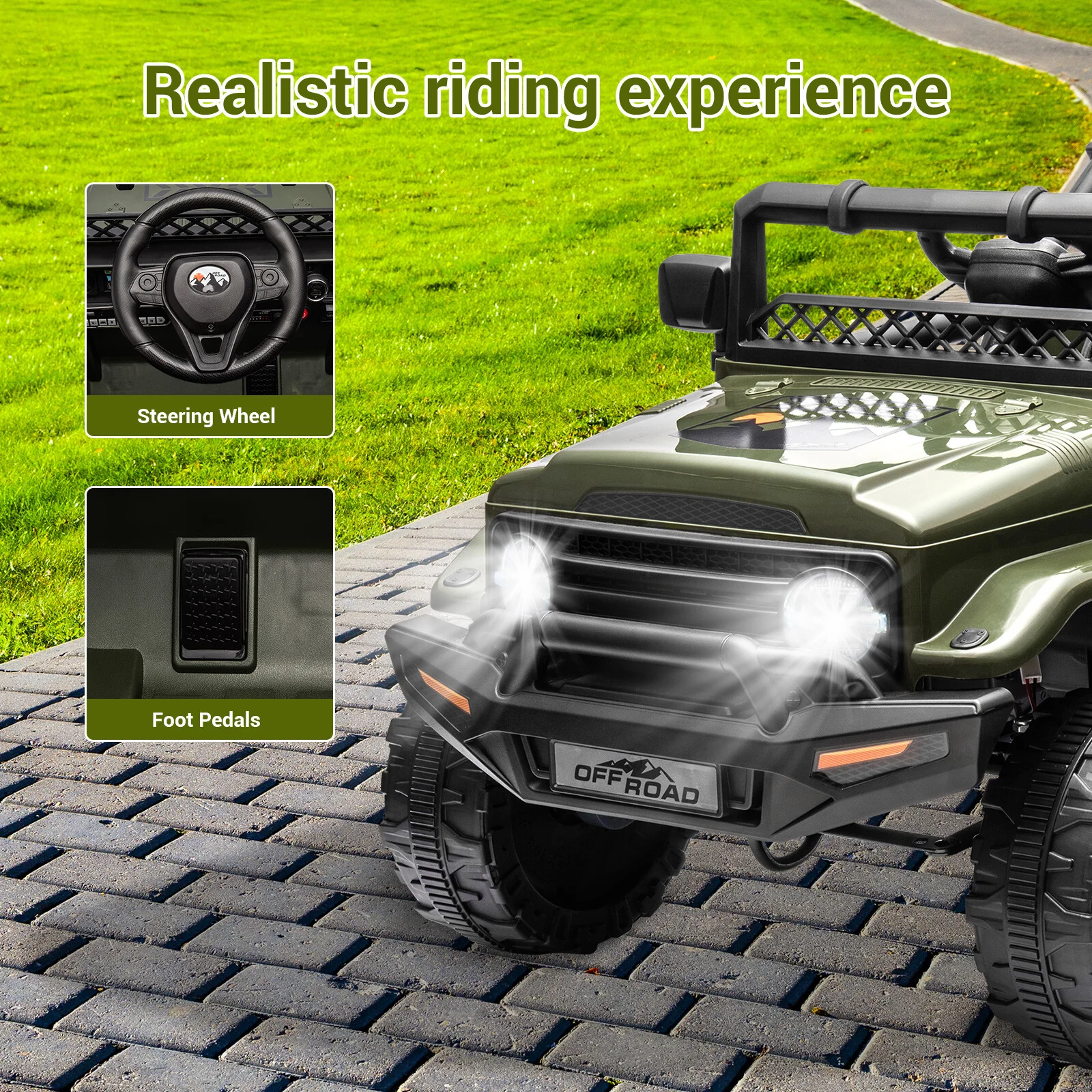 12V Electric Kids Ride-On Jeep Car with Power Wheels, 2-Seater, Music, and Remote Control - Image 2