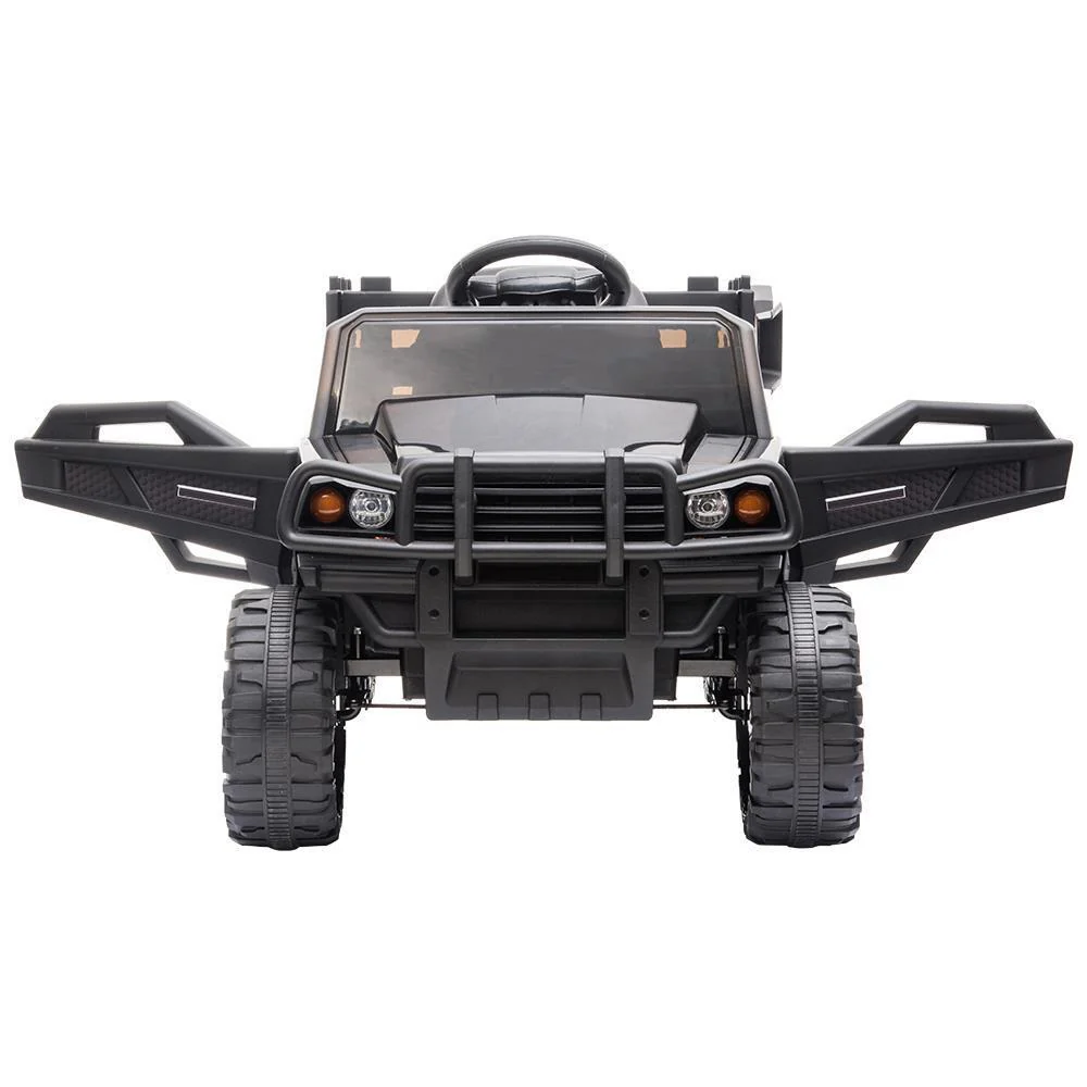 12V Electric Kids Ride On Car Truck with Music, Lights, and Fun Trailer - Black - Image 5