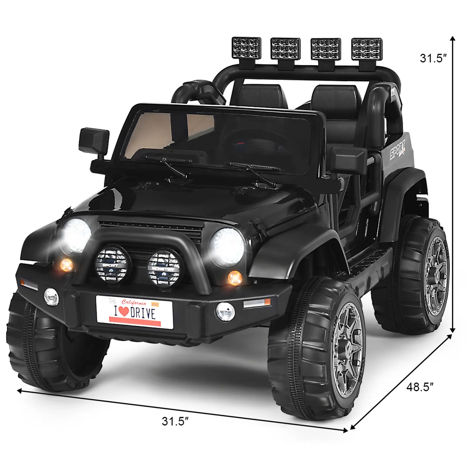 12V Electric Kids Ride-On Car with Remote Control, Storage Box, and Music – Black - Image 2
